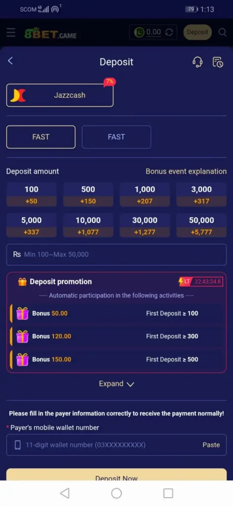 8Bet Game Deposit