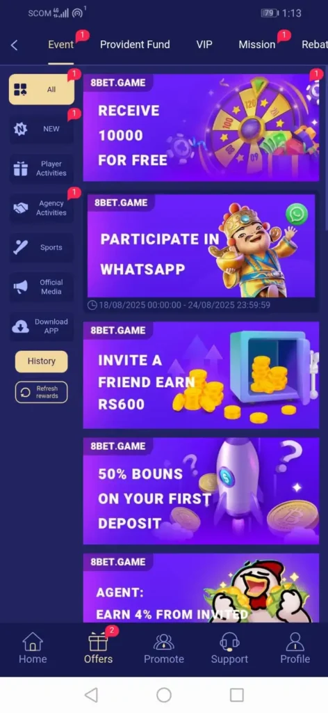8Bet Game events