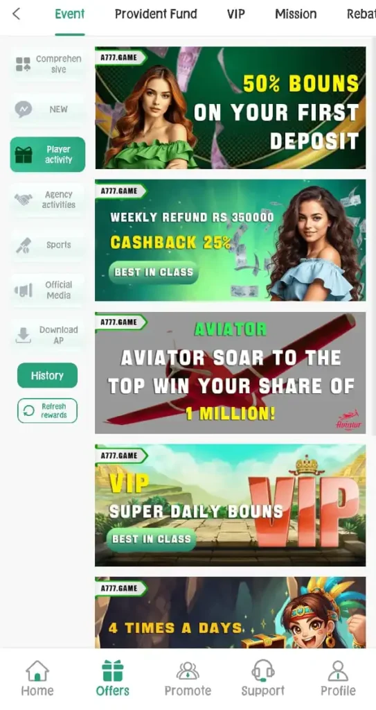 A777 Game bonuses